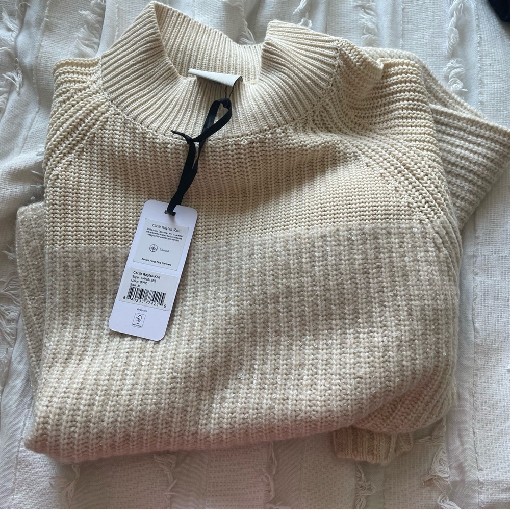 NWT Varley Cecile Raglan Knit Mock Neck Pullover Sweater in Birch Size Medium - Picture 13 of 13